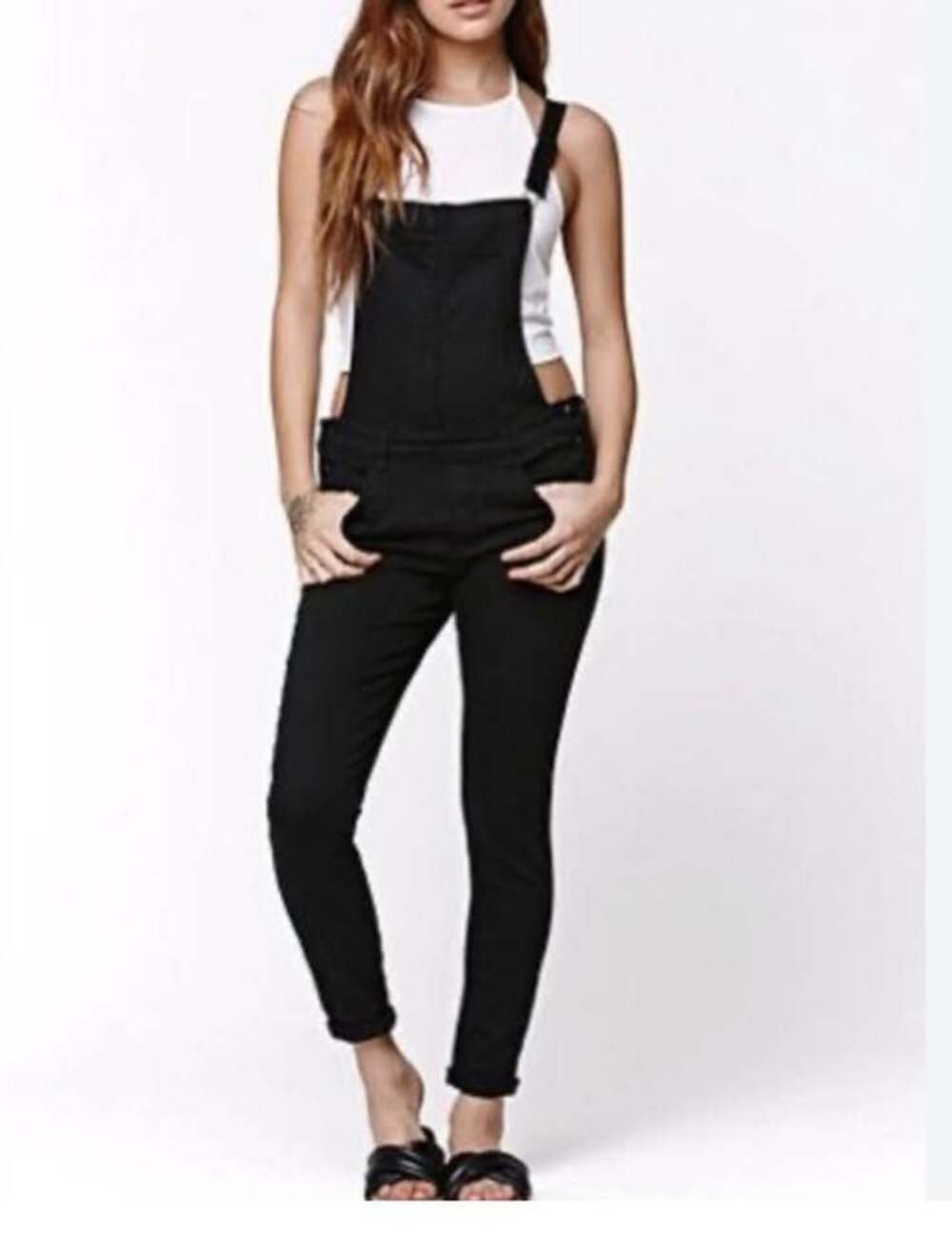 Pacsun Black Skinny Denim Overalls  size 25